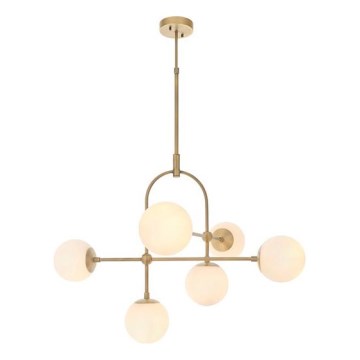 Endon 90842 - Lámpara colgante con varilla ONTARIO 6xE14/7W/230V latón/blanco