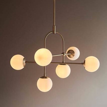 Endon 90842 - Lámpara colgante con varilla ONTARIO 6xE14/7W/230V latón/blanco