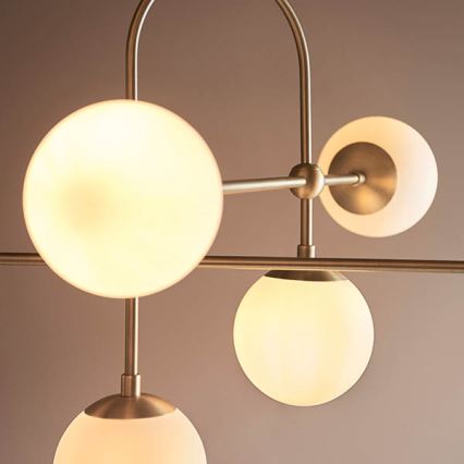 Endon 90842 - Lámpara colgante con varilla ONTARIO 6xE14/7W/230V latón/blanco