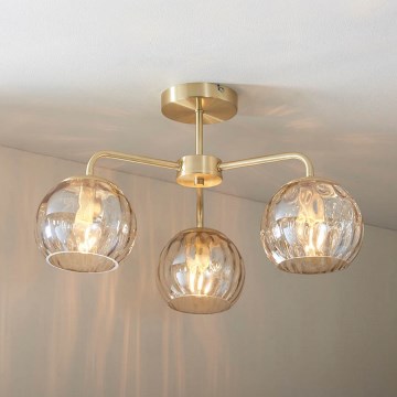 Endon 91968 - Lámpara de techo de montaje en superficie DIMPLE 3xE14/25W/230V dorado/beige ahumado