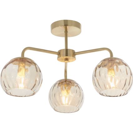 Endon 91968 - Lámpara de techo de montaje en superficie DIMPLE 3xE14/25W/230V dorado/beige ahumado