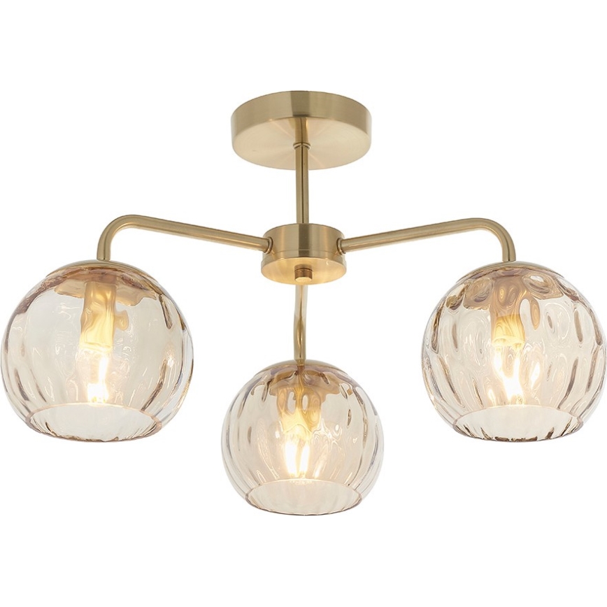 Endon 91968 - Lámpara de techo de montaje en superficie DIMPLE 3xE14/25W/230V dorado/beige ahumado