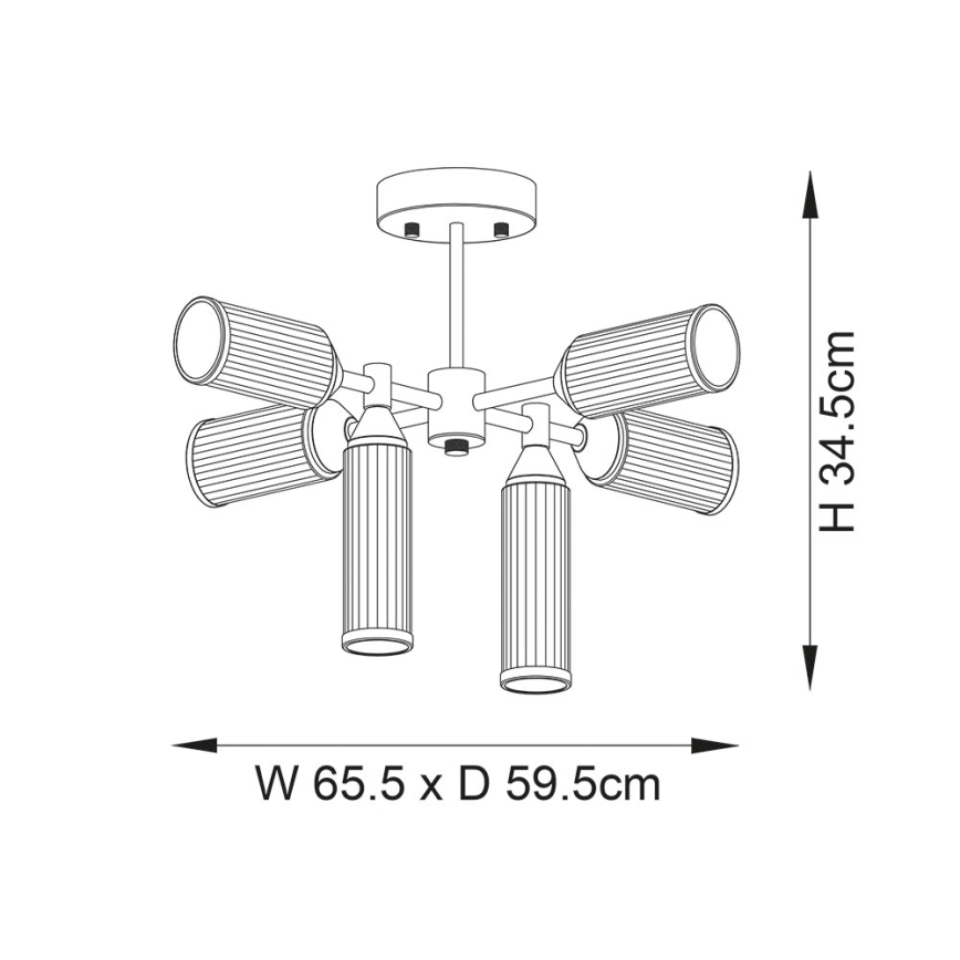 Endon 92213 - Lámpara de techo con varilla 6xG9/3W/230V latón