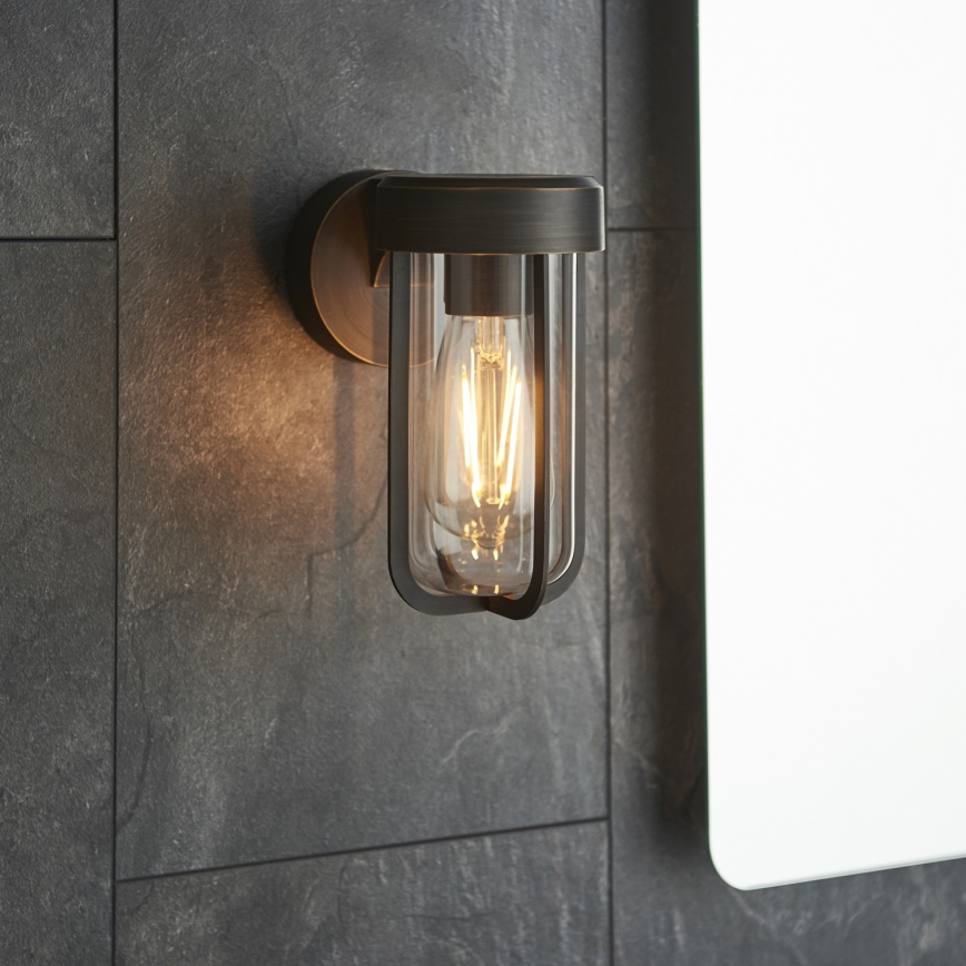 Endon 92857 - Aplique de pared para baño 1xE27/6W/230V IP44 bronce/negro