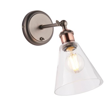 Endon 92874 - Foco de pared HAL 1xE27/10W/230V bronce/cobre/transparente