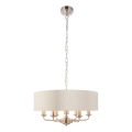 Endon 94357 - Lámpara de araña con cadena HIGHCLERE 6xE14/40W/230V Ø 55 cm beige/cromo mate
