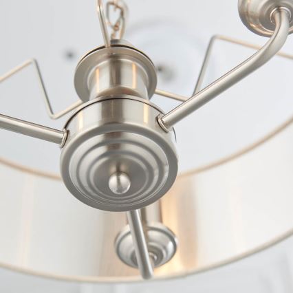 Endon 94361 - Lámpara colgante con cadena HIGHCLERE 3xE14/40W/230V beige/cromo mate diá. 45 cm