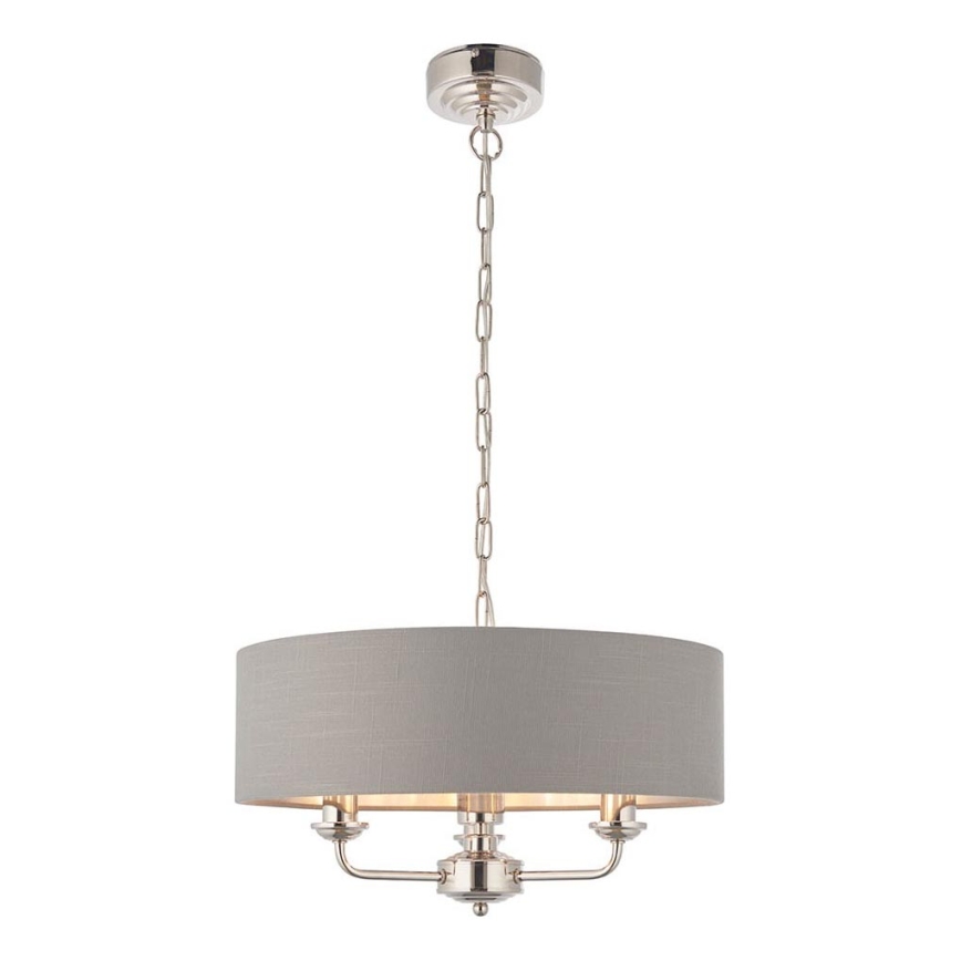 Endon 94377 - Lámpara colgante con cadena HIGHCLERE 3xE14/40W/230V gris/cromo brillante diá. 45 cm