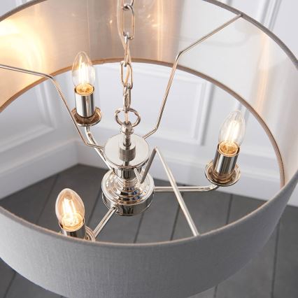 Endon 94377 - Lámpara colgante con cadena HIGHCLERE 3xE14/40W/230V gris/cromo brillante diá. 45 cm
