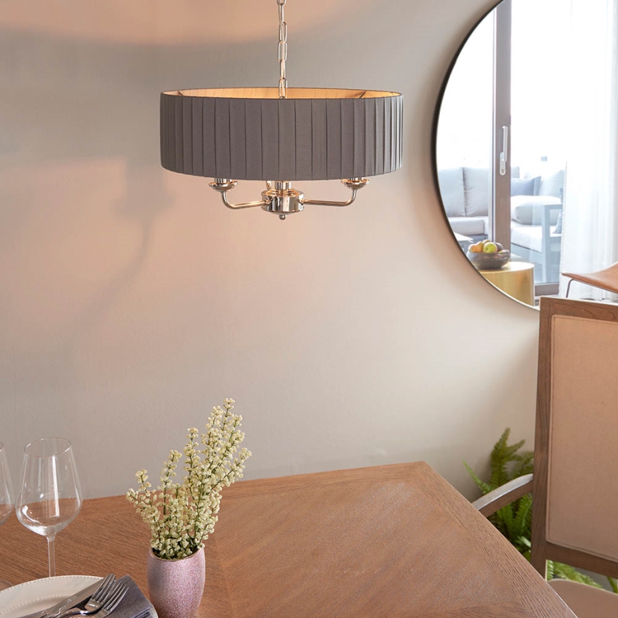 Endon 94394 - Lámpara colgante con cadena HIGHCLERE 3xE14/40W/230V gris oscuro/cromo brillante diá. 45 cm