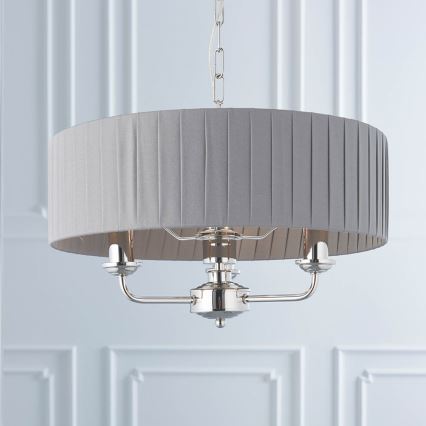 Endon 94394 - Lámpara colgante con cadena HIGHCLERE 3xE14/40W/230V gris oscuro/cromo brillante diá. 45 cm