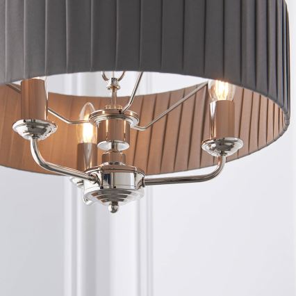 Endon 94394 - Lámpara colgante con cadena HIGHCLERE 3xE14/40W/230V gris oscuro/cromo brillante diá. 45 cm