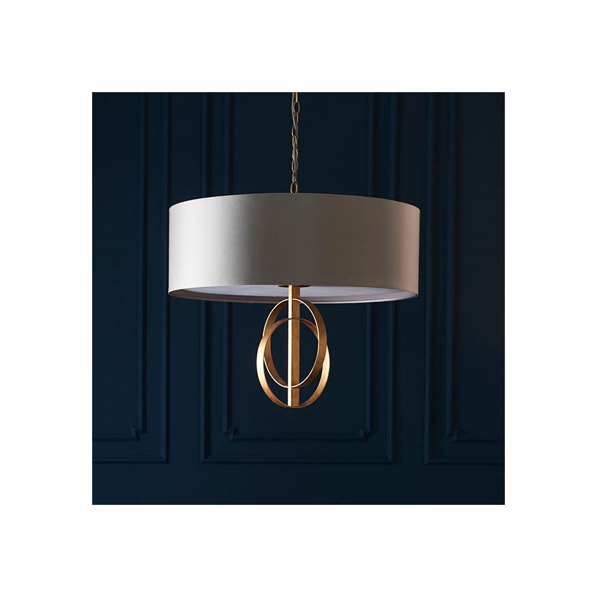 Endon 95211 - Lámpara colgante en cadena 5x E27/10 W/230 V, diámetro 70 cm, gris/latón