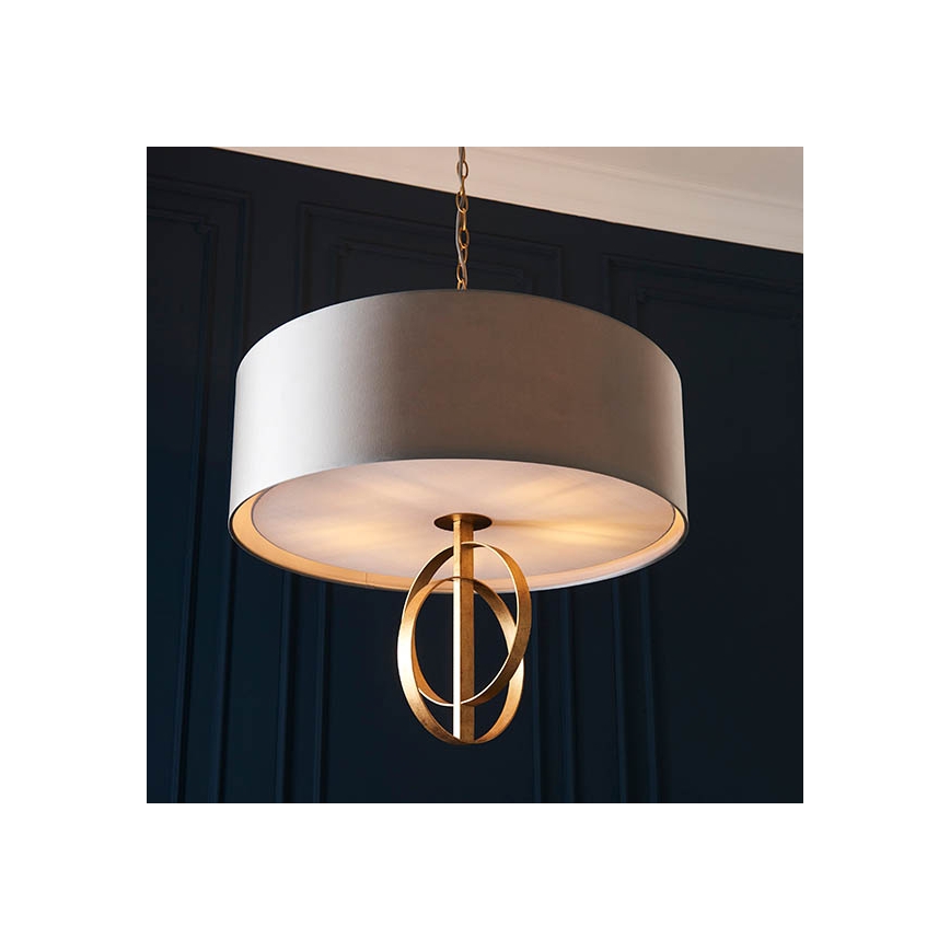 Endon 95211 - Lámpara colgante en cadena 5x E27/10 W/230 V, diámetro 70 cm, gris/latón