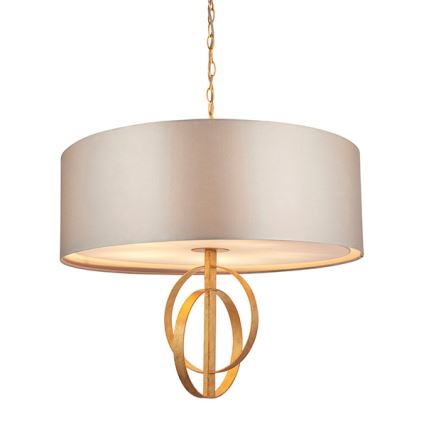 Endon 95211 - Lámpara colgante en cadena 5x E27/10 W/230 V, diámetro 70 cm, gris/latón