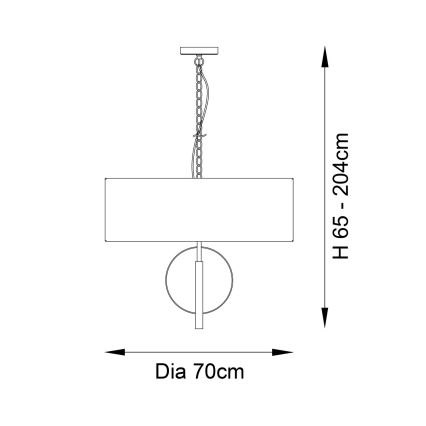 Endon 95211 - Lámpara colgante en cadena 5x E27/10 W/230 V, diámetro 70 cm, gris/latón