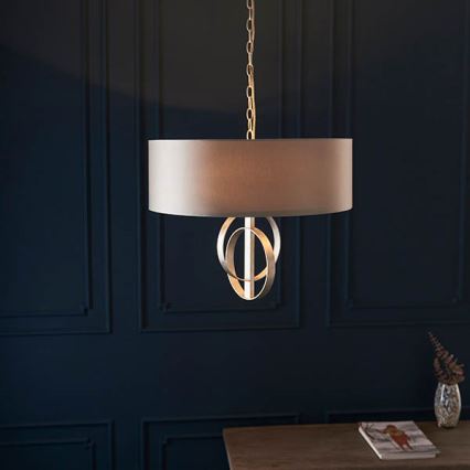 Endon 95216 - Lámpara colgante con cadena 3xE27/10W/230V Ø 60 cm gris
