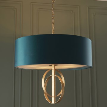 Endon 95219 - Lámpara colgante con cadena 5xE27/10W/230V, diámetro 70 cm, azul/latón