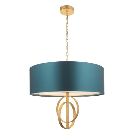 Endon 95219 - Lámpara colgante con cadena 5xE27/10W/230V, diámetro 70 cm, azul/latón