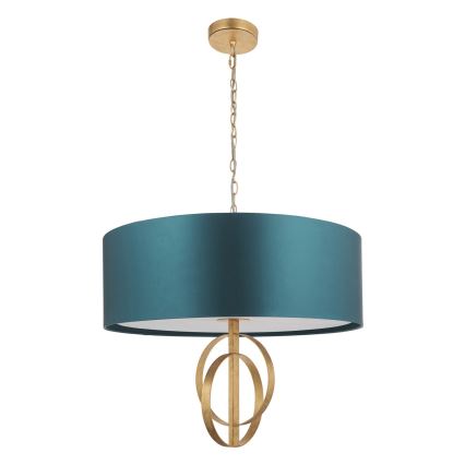 Endon 95219 - Lámpara colgante con cadena 5xE27/10W/230V, diámetro 70 cm, azul/latón
