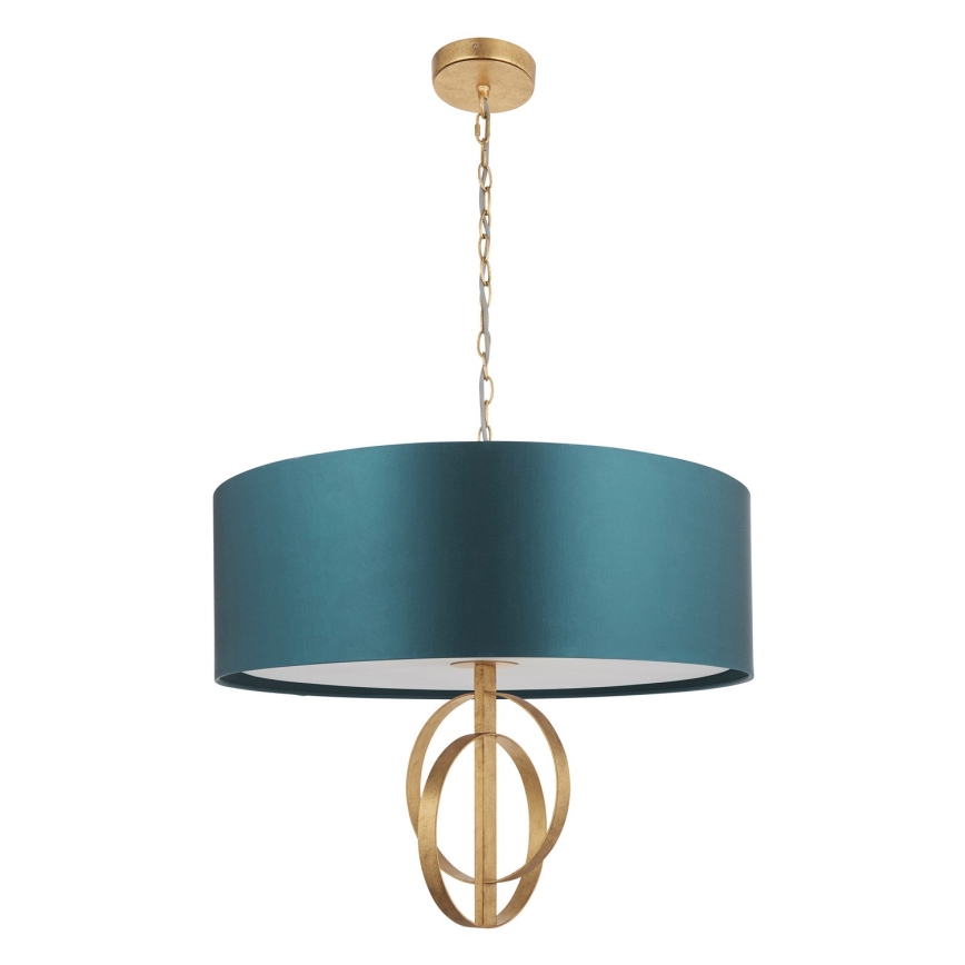 Endon 95219 - Lámpara colgante con cadena 5xE27/10W/230V, diámetro 70 cm, azul/latón