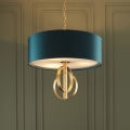 Endon 95220 - Lámpara de araña colgante con cadena, 3x E27/10W/230V, Ø 60 cm, azul/latón