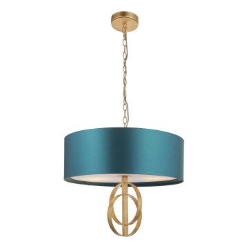 Endon 95220 - Lámpara de araña colgante con cadena, 3x E27/10W/230V, Ø 60 cm, azul/latón