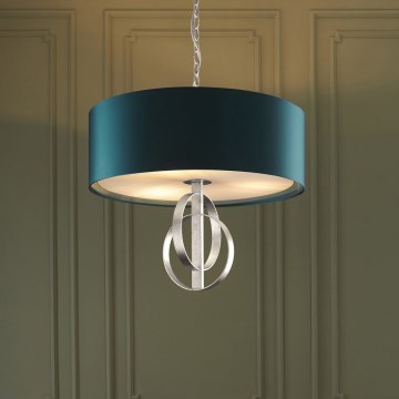 Endon 95224 - Lámpara colgante con cadena 3xE27/10W/230V Ø 60 cm azul/gris