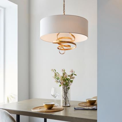 Endon 95268 - Lámpara de araña con cadena 3xE14/6W/230V Ø 60 cm blanco/latón