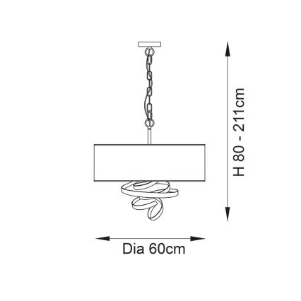 Endon 95268 - Lámpara de araña con cadena 3xE14/6W/230V Ø 60 cm blanco/latón