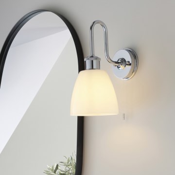 Endon 95506 - Aplique de pared para baño PIPER 1xE27/10W/230V IP44 cromo brillante/blanco