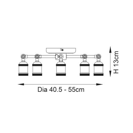 Endon 97244 - Lámpara de focos HAL 5xE27/40W/230V latón