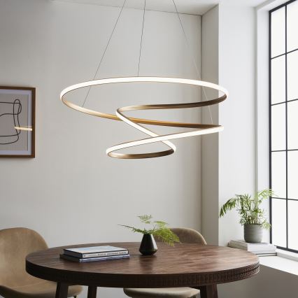 Endon 97639 - Lámpara colgante LED regulable con cable TWIRL LED/88W/230V 3000K dorada