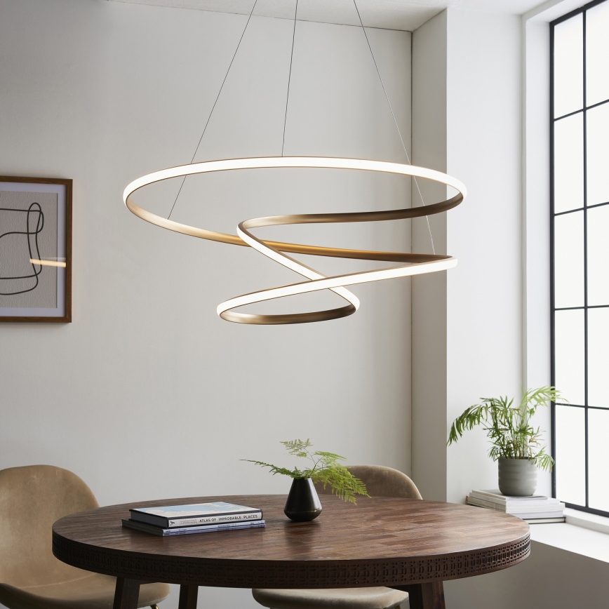 Endon 97639 - Lámpara colgante LED regulable con cable TWIRL LED/88W/230V 3000K dorada