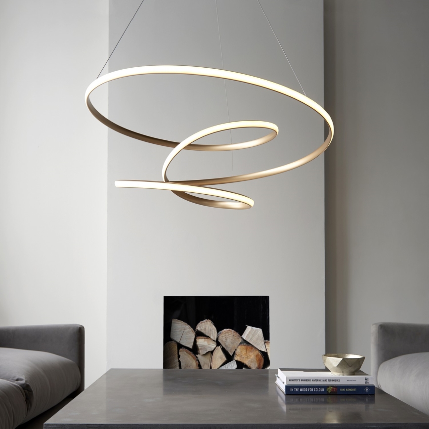 Endon 97639 - Lámpara colgante LED regulable con cable TWIRL LED/88W/230V 3000K dorada