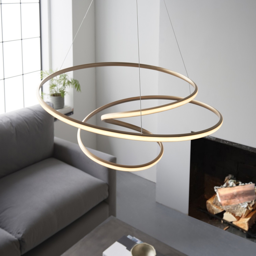 Endon 97639 - Lámpara colgante LED regulable con cable TWIRL LED/88W/230V 3000K dorada