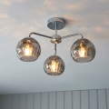 Endon 97971 - Lámpara de techo montada en superficie DIMPLE 3xE14/25W/230V cromado brillante/gris ahumado