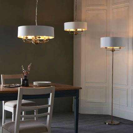 Endon 98933 - Lámpara colgante con cadena HIGHCLERE 6xE14/40W/230V blanco/latón diá. 55 cm