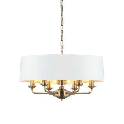 Endon 98933 - Lámpara colgante con cadena HIGHCLERE 6xE14/40W/230V blanco/latón diá. 55 cm