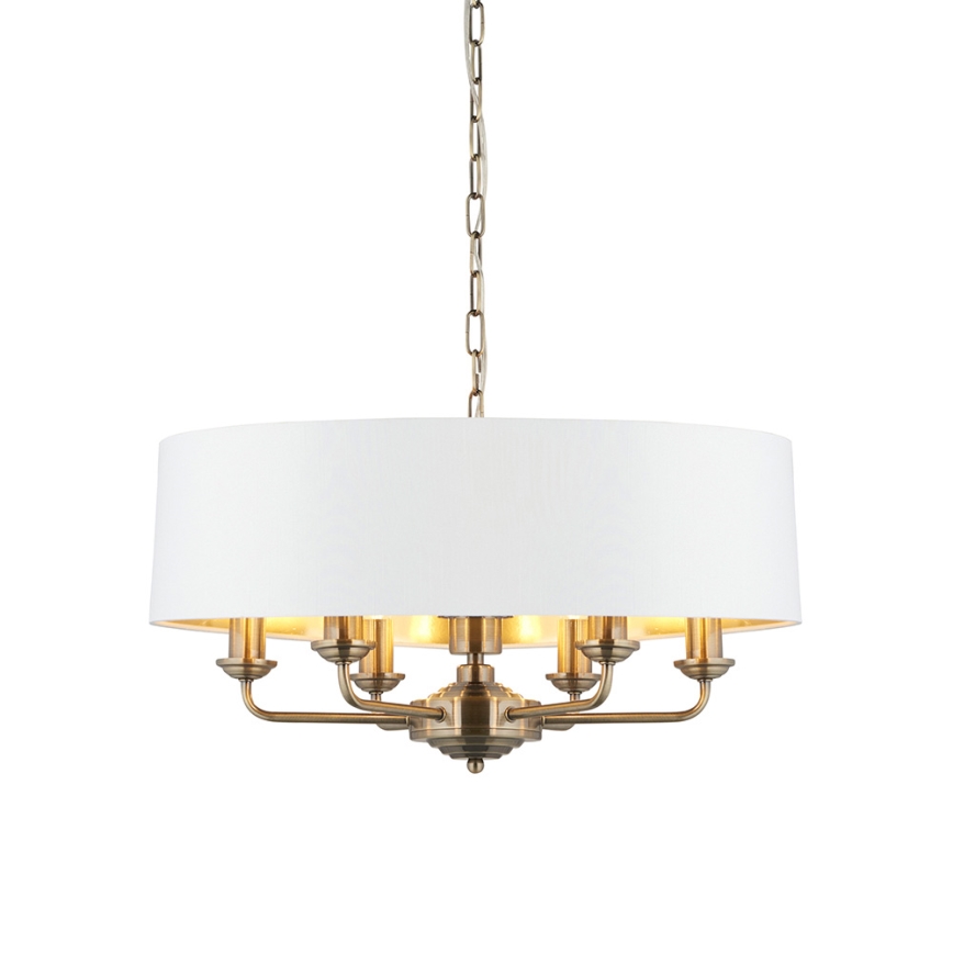 Endon 98933 - Lámpara colgante con cadena HIGHCLERE 6xE14/40W/230V blanco/latón diá. 55 cm