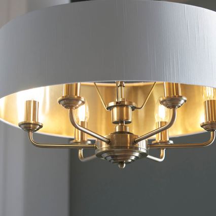 Endon 98933 - Lámpara colgante con cadena HIGHCLERE 6xE14/40W/230V blanco/latón diá. 55 cm