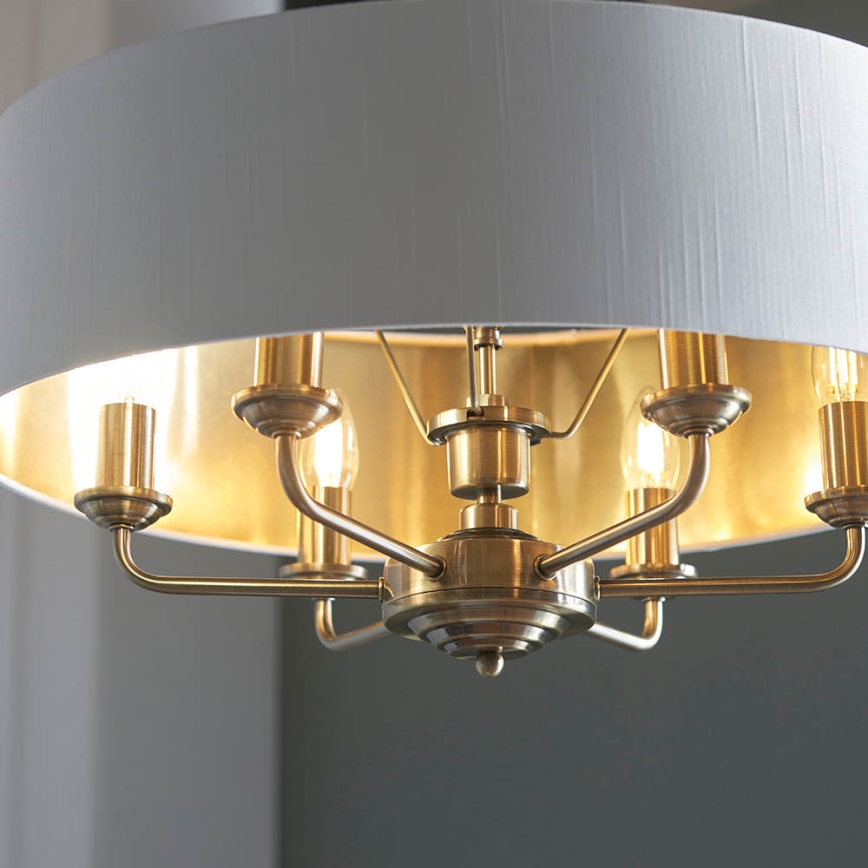 Endon 98933 - Lámpara colgante con cadena HIGHCLERE 6xE14/40W/230V blanco/latón diá. 55 cm