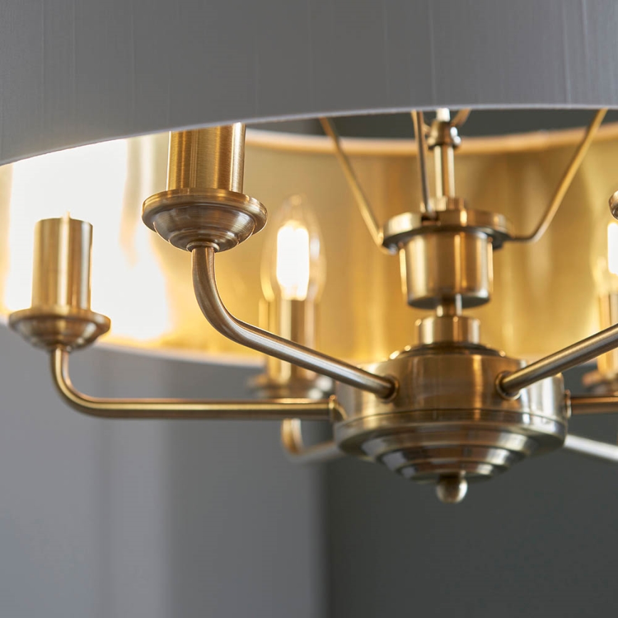 Endon 98933 - Lámpara colgante con cadena HIGHCLERE 6xE14/40W/230V blanco/latón diá. 55 cm