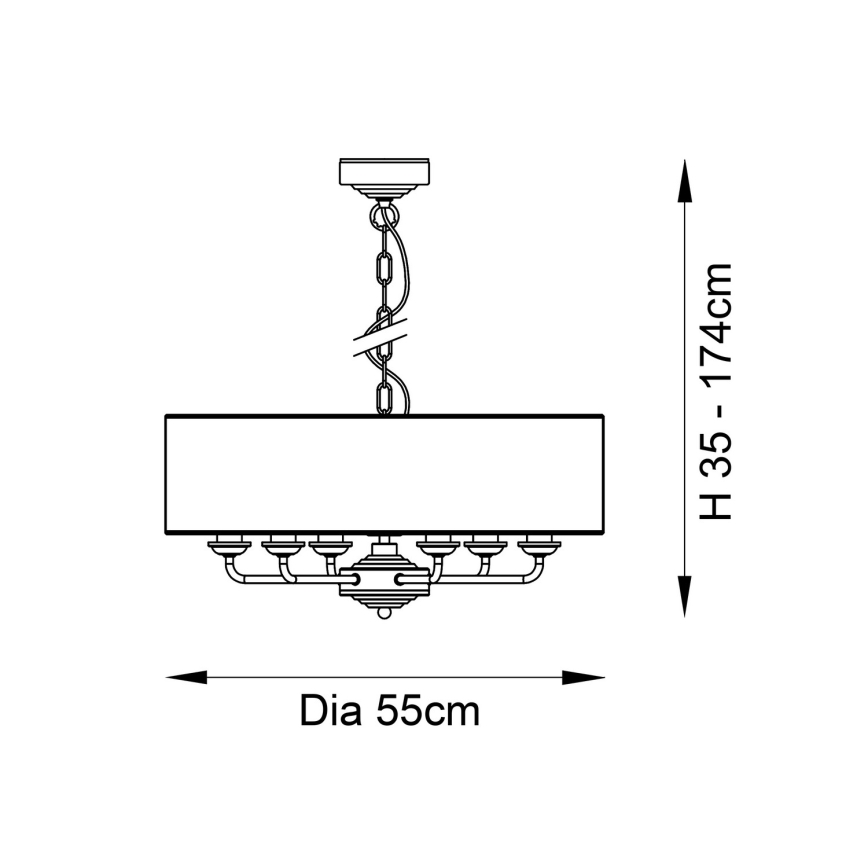 Endon 98933 - Lámpara colgante con cadena HIGHCLERE 6xE14/40W/230V blanco/latón diá. 55 cm