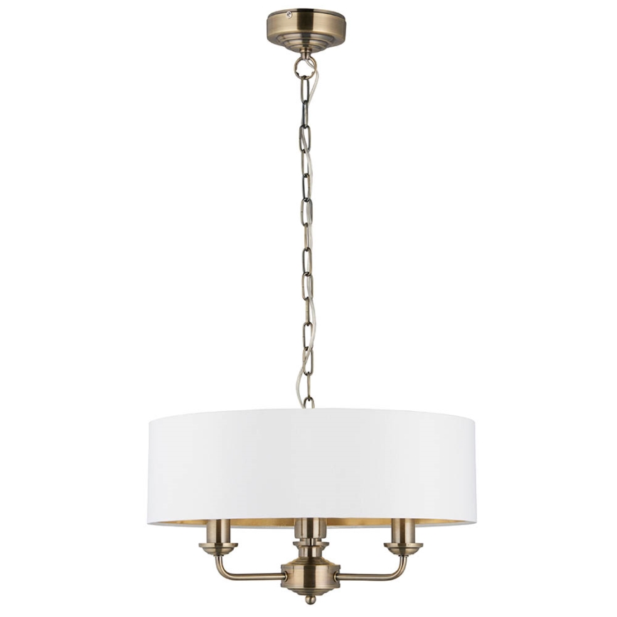 Endon 98934 - Lámpara colgante con cadena HIGHCLERE 3xE14/40W/230V blanco/latón diá. 45 cm