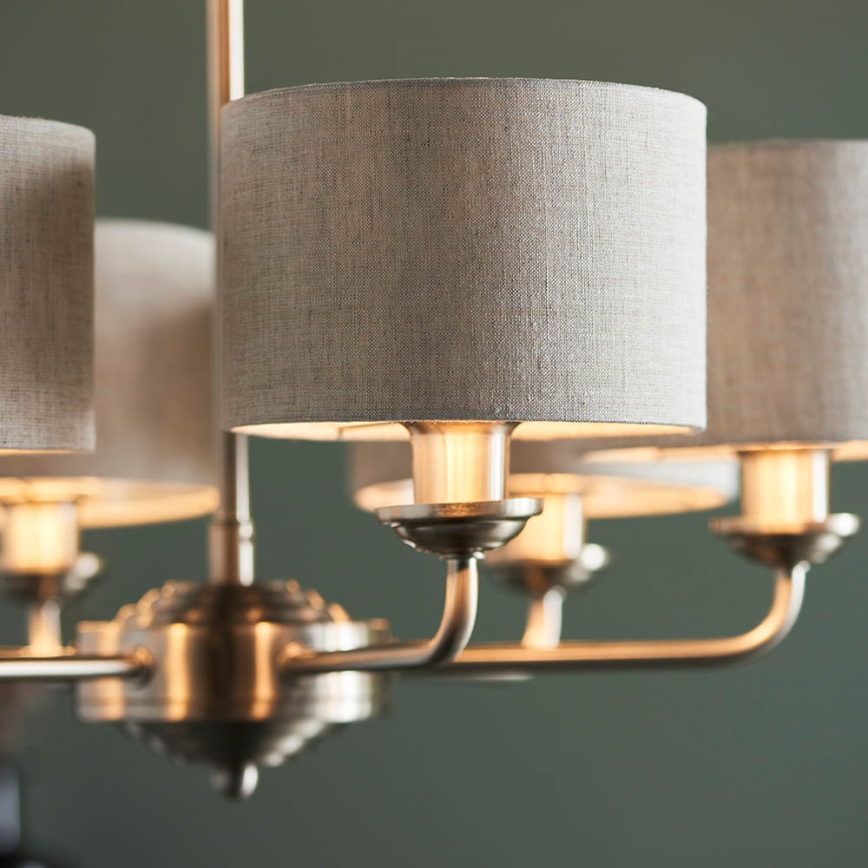 Endon 99151 - Lámpara colgante con cadena HIGHCLERE 6xE14/28W/230V gris/cromo mate Ø 53 cm