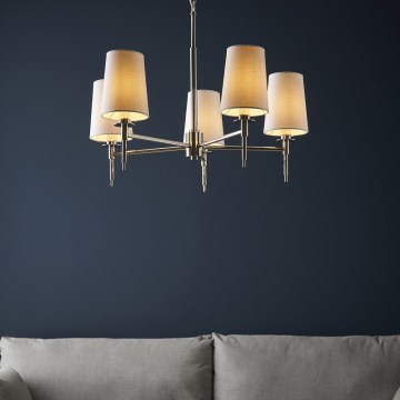Endon 99457 - Lámpara de araña con cadena, 5xE14/6W/230V, cromo brillante/blanco