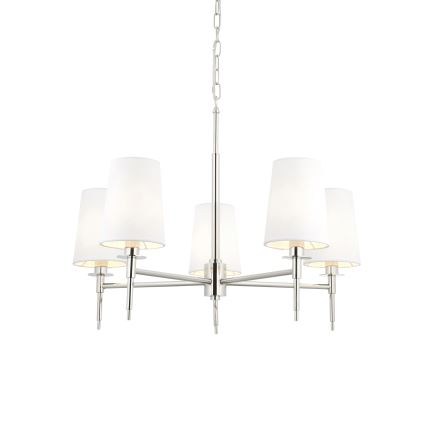 Endon 99457 - Lámpara de araña con cadena, 5xE14/6W/230V, cromo brillante/blanco