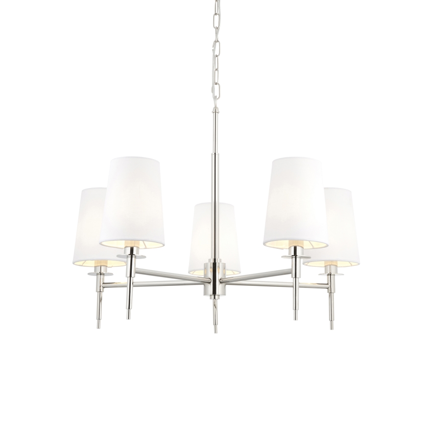 Endon 99457 - Lámpara de araña con cadena, 5xE14/6W/230V, cromo brillante/blanco