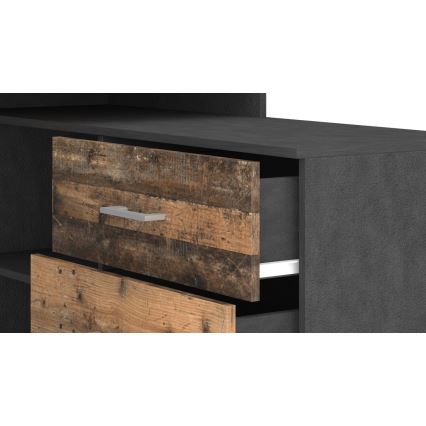Escritorio con cajones y esquina reversible (derecha/izquierda) 120x120 cm JULES marrón/negro